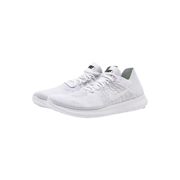 Nike Free Rn Flyknit 2017 - White/White-Pure Platinum- woman’s size 7 Pre Loved - Picture 1 of 7